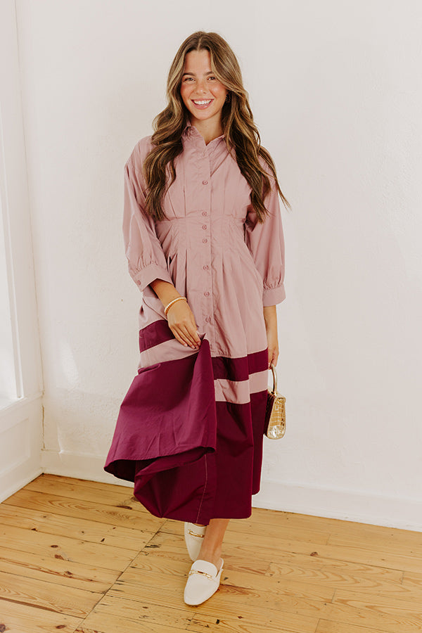 Hopeless Romantic Button Down Midi in Dusty Purple Image - 4