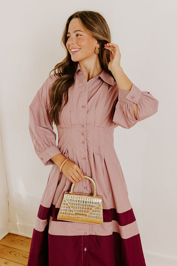 Hopeless Romantic Button Down Midi in Dusty Purple Image - 2