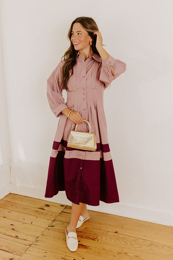 Hopeless Romantic Button Down Midi in Dusty Purple Image - 1