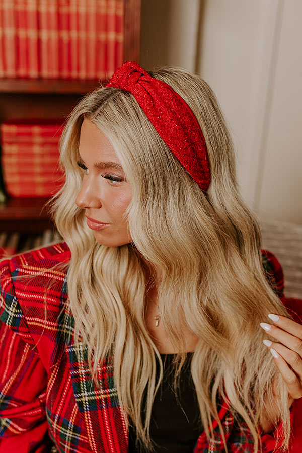 Holiday Harmony Tweed Headband in Red Image - 2