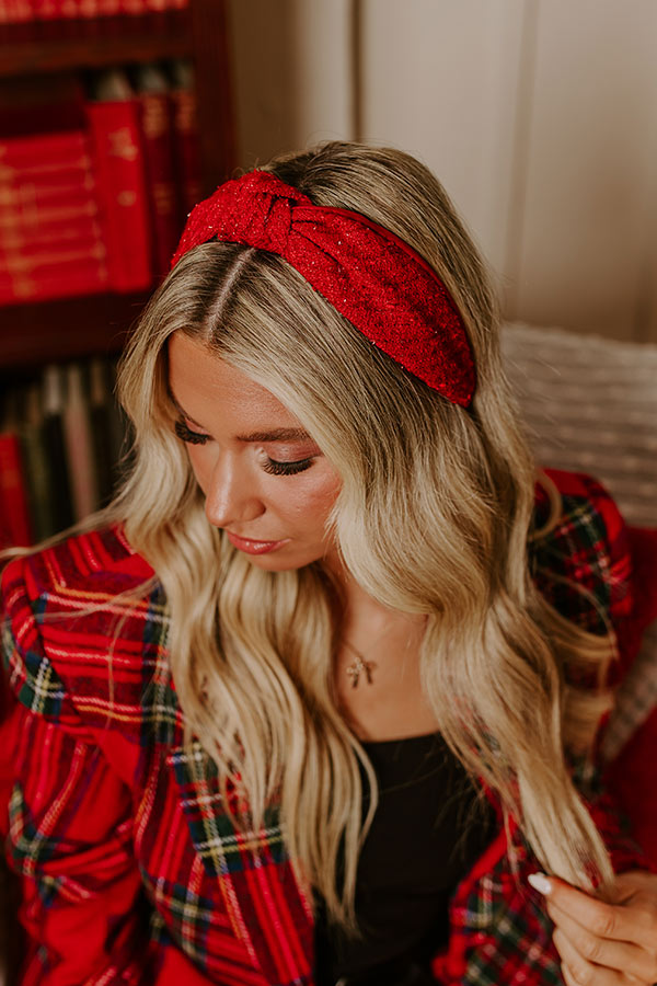 Holiday Harmony Tweed Headband in Red Image - 1