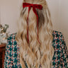 The Alice Long Velvet Bow Hair Clip in Wine Image - 1