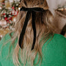 The Alice Long Velvet Bow Hair Clip in Black Image - 1