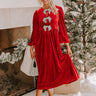 For The Love Of Bows Velvet Midi in Crimson Image - 1
