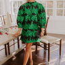 dress that's floral, long sleeve, and green