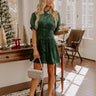Cue The Cocktails Corduroy Mini Dress in Hunter Green Image - 1