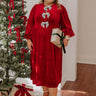 For The Love Of Bows Velvet Midi in Crimson Curves Image - 1