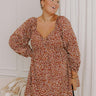 Harvest Cutie Floral Mini Dress in Dark Rust Curves Image - 1