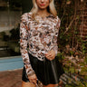 Posh Mindset Floral Mesh Top in Brown Image - 1