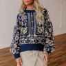 Chic Statement Floral Knit Sweater in Navy Image - 1