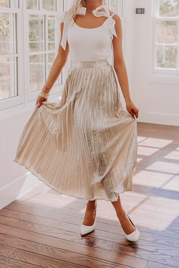 Champagne Fizz High Waist Pleated Maxi Skirt1