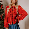 Chic Lifestyle Front Tie Velvet Top in Scarlet Image - 1