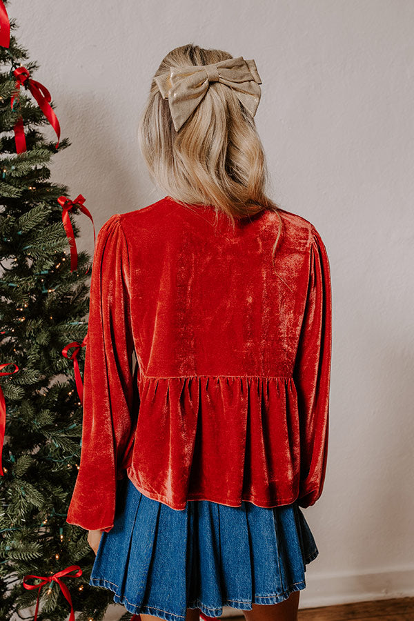 Chic Lifestyle Front Tie Velvet Top in Scarlet Image - 5