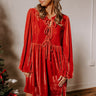 Chic Lifestyle Front Tie Velvet Mini Dress in Scarlet Image - 1