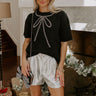 Holiday Fun Embellished Knit Top in Black Image - 1