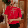 Holiday Fun Embellished Knit Top in Red Image - 1