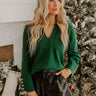 Coffee Shop Cutie Knit Sweater Top in Hunter Green Image - 1