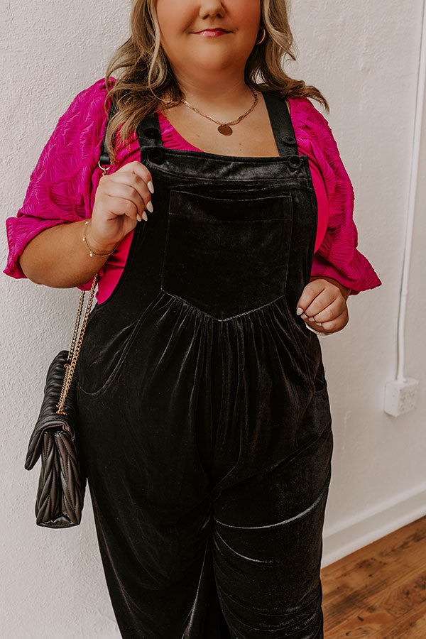 Holiday Cheer Velvet Jumpsuit in Black Curves – Impressions Online