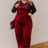 Holiday Cheer Velvet Jumpsuit in Wine Curves Image - 1