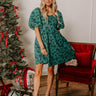 Holiday Happiness Jacquard Mini Dress in Hunter Green Image - 1