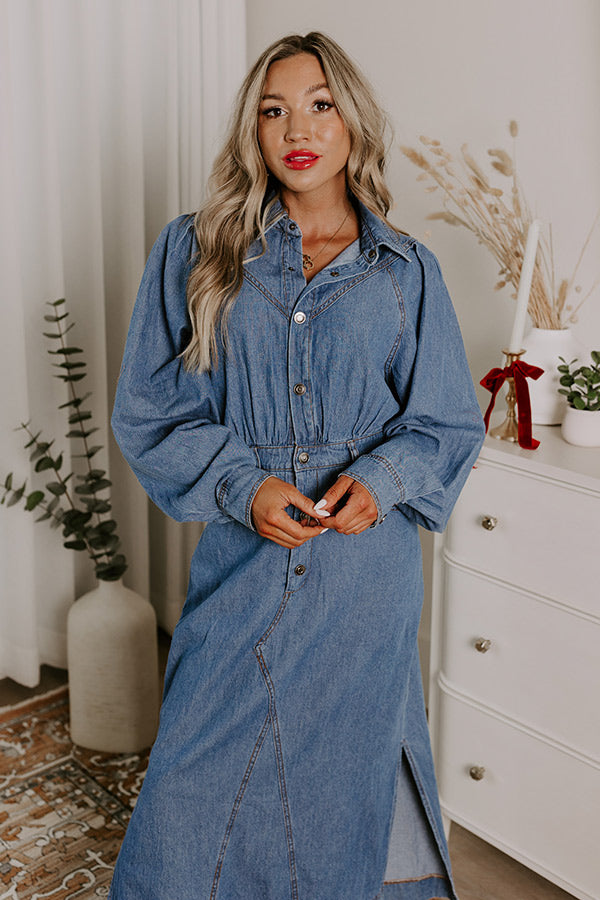 City Chic Women's Denim Button-Dress – Black Wash, Square Neck, Above-Knee Length