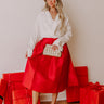 The Belle High Waist Midi Skirt in Red Image - 1
