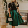 The Belle High Waist Midi Skirt in Hunter Green Image - 1