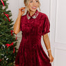 Cue The Cocktails Corduroy Mini Dress in Merlot Image - 1