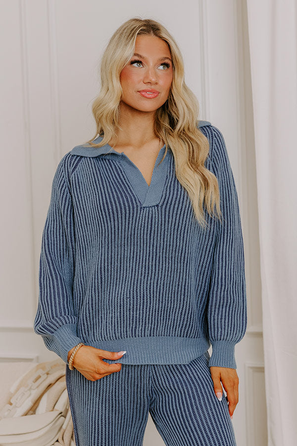 Uptown Chic Ribbed Sweater Top in Riverside Image - 2