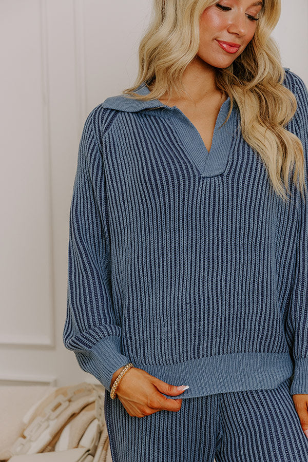 Uptown Chic Ribbed Sweater Top in Riverside Image - 3