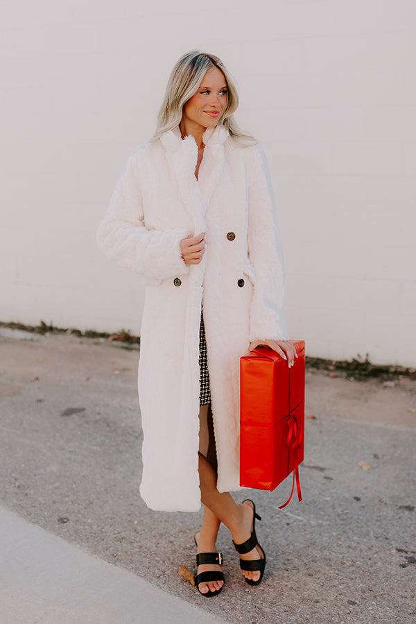 London Fog Plush Coat in Cream Image - 2