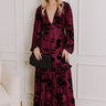 Moonlit Rendezvous Velvet Burnout Maxi Dress in Windsor Wine Image - 1