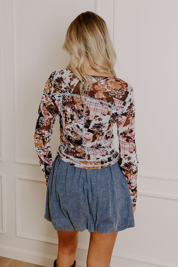 Posh Mindset Floral Mesh Top in Sky Blue Image - 2