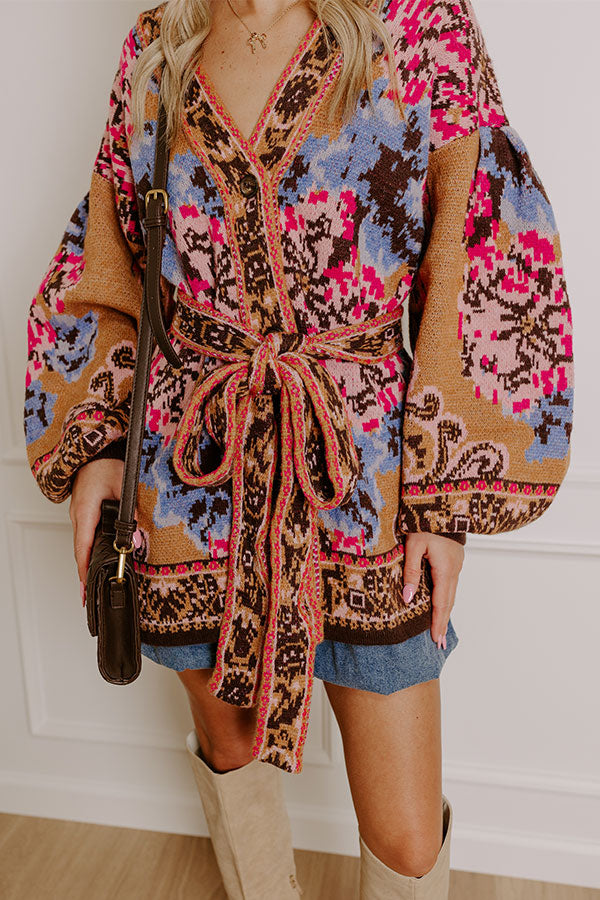 Cozy Moment Floral Knit Cardigan Image - 3