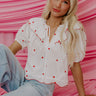 Candy Hearts Embroidered Top in White Image - 1