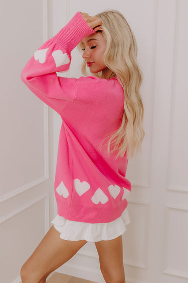 fbz Off-White Knit Sweater with Pink Hearts main image 0