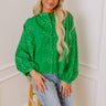 Lost In Love Embroidered Button Up in Kelly Green Image - 1
