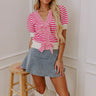 Sweetest Smile Stripe Knit Top in Pink Image - 1