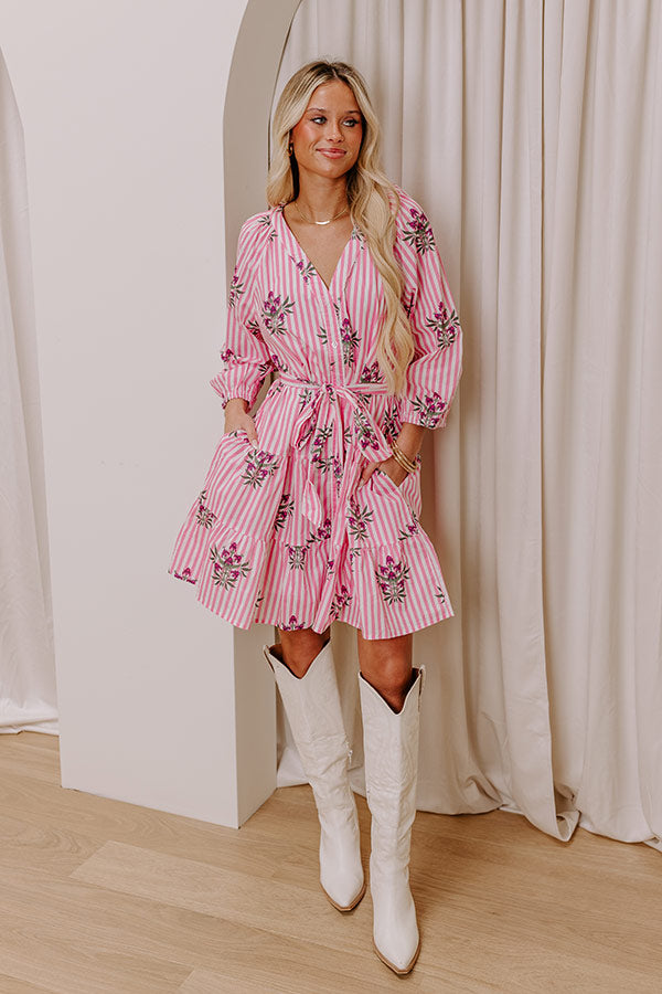 Kind Glance Stripe Mini Dress in Pink Image - 2