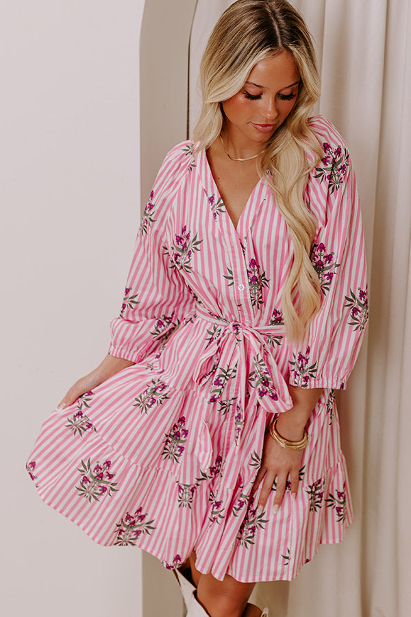 Kind Glance Stripe Mini Dress in Pink Image - 3