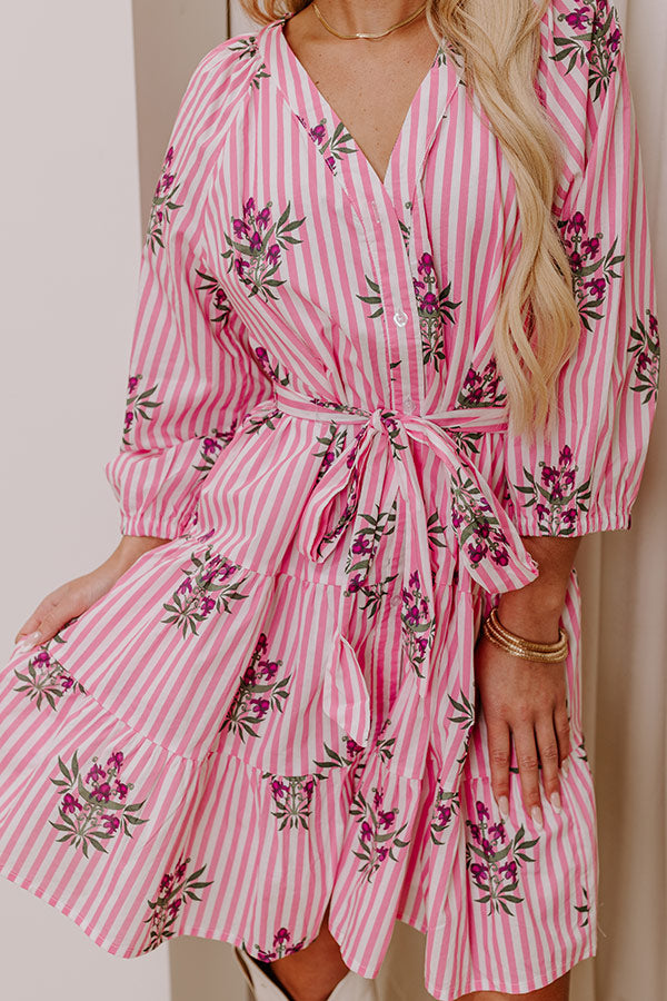 Kind Glance Stripe Mini Dress in Pink Image - 4