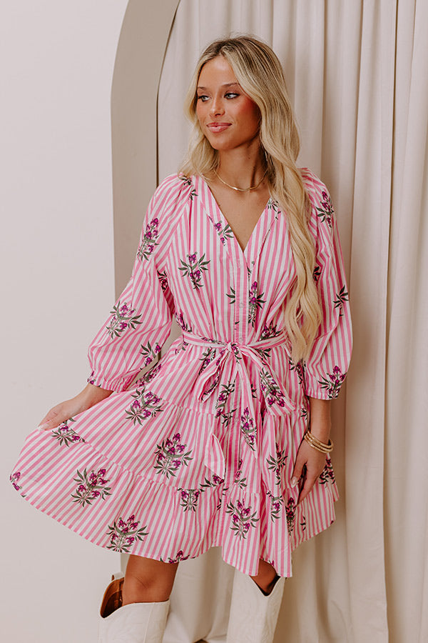 Kind Glance Stripe Mini Dress in Pink Image - 1