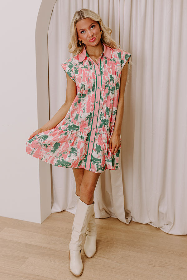 Artistic Flow Button Down Mini Dress in Green Image - 1