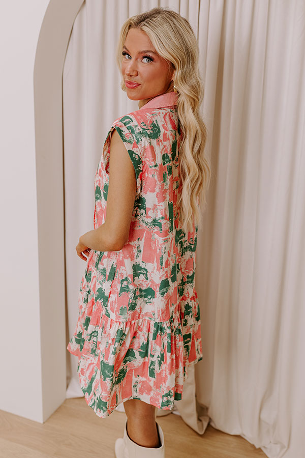 Artistic Flow Button Down Mini Dress in Green Image - 4