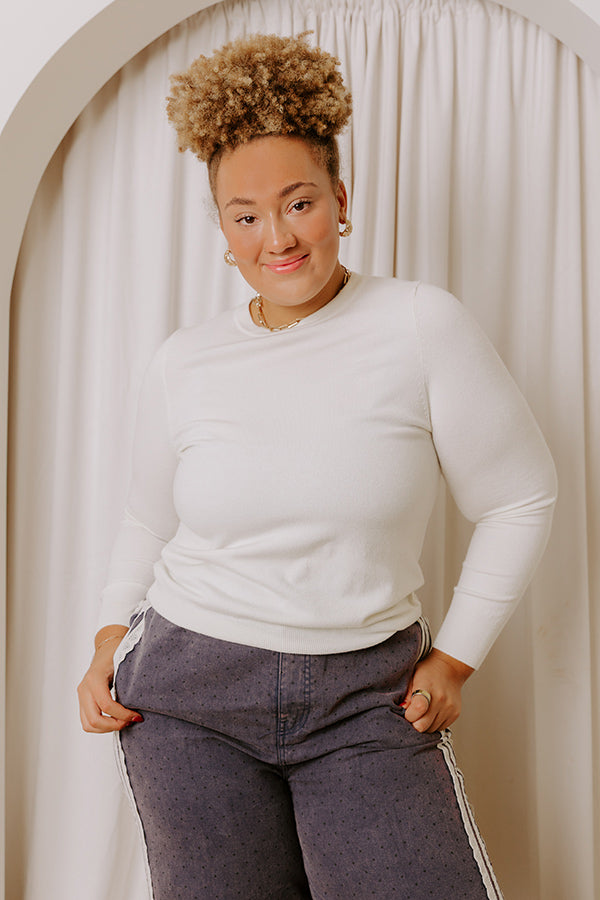 Breezy Chic Knit Sweater Top in Ivory Curves Image - 4