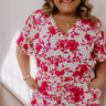 Life In Full Bloom Floral Romper in Hot Pink Curves Image - 1