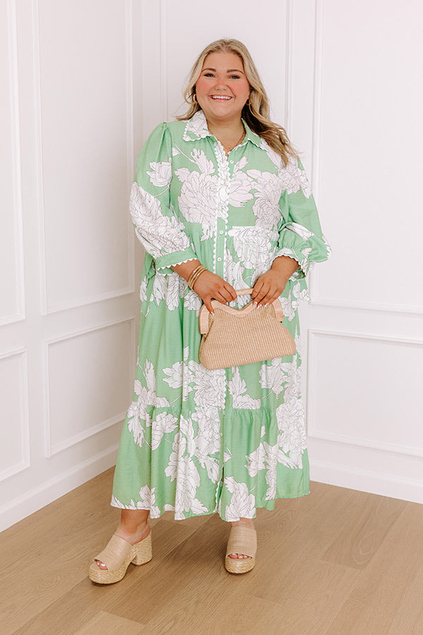 Bistro Bound Floral Midi Dress in Seaglass Curves – Impressions Online ...