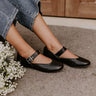 The Livvy Faux Leather Flat in Black Image - 1