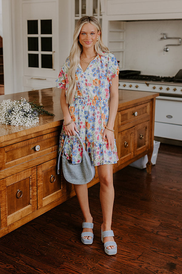 Pure Heart Floral Mini Dress in Blue – Impressions Online Boutique