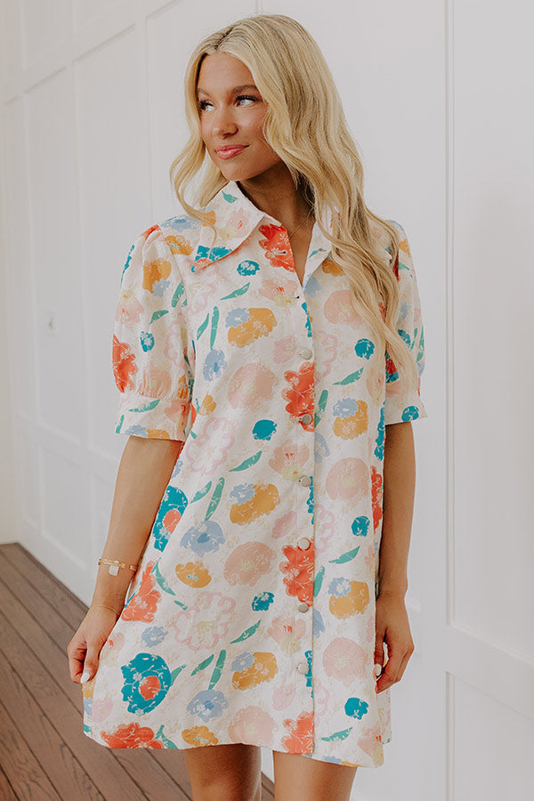 Pop Of Color Floral Embroidered Mini Dress Image - 4